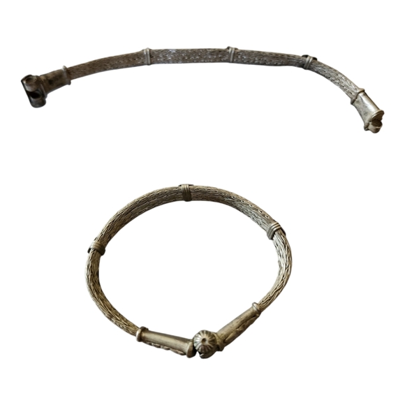 Rare VTG Set Of 2 India Rajasthan Woven Silver Bracelets 7
